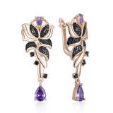 14K Gold Filled Luxury Gun Black Purple or Green AAA Zircon Crystals Fine Elegant Earrings