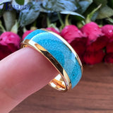 Turquoise Domed Polished Finish 4/6/8MM Tungsten Engagement Wedding Rings