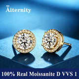 Dazzling 0.3CT 0.5CT 2CT Silver Square Round Moissanite Diamonds Stud Earrings