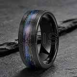 Flowing Sand/Green Grass Agate Inlay High Polished Dome 8mm Tungsten Carbide Rings