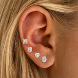 Pear, Princess, Marquise, Cushion Asscher Cut Silver Moissanite Diamonds Stud Earrings