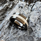 Pipe Cut Cubic Zirconia Stone Inlay 8mm Tungsten Carbide Ring for Men Women