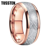 New Arrival Tungsten Bright Meteorite Inlay Domed Polished Mens Women Wedding Rings - Fashion Jewellery - The Jewellery Supermarket