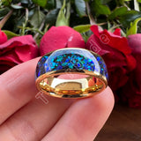 Domed Polished Bright Opal 8mm Men Women Tungsten Engagement Wedding Rings