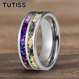 Orion Nebula and Meteorite Gold Foil Inlay 8MM Tungsten Carbide Rings