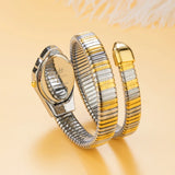 New Luxury Top Fashion Brand Snake Design Gold Colour Stainless Steel Bracelet Quartz Ladies Wristwatches