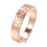 Popular 14K Rolled Rose Gold Classic Glossy Hollow Ring With AAA White Zircon Diamonds, High Quality Jewellery