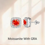 GRA Certificate 0.3ct 0.5ct 1.0ct 2.0ct Moissanite Diamonds Stud Silver Earrings