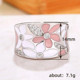 New Aesthetic Luxury Cubic Zirconia Enamel Flower Ring for Women
