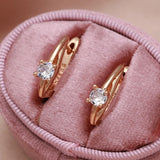 New 14K Gold Filled Gold AAA White Zircon Diamonds Star Clip Simple Moon Earrings