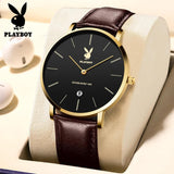 New High Quality Waterproof Fashion Genuine Leather Strap Quartz Wristwatches Luxury Calendar Mens Wristwatches