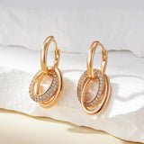 Fashion Double Hoop 14K Rolled Rose Gold AAA Zircon Diamonds Trending Earrings For Women