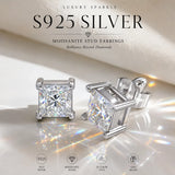 3EX Cut Certified 0.5-2ct Moissanite Diamonds Stud Earrings D VVS1 S925 Silver