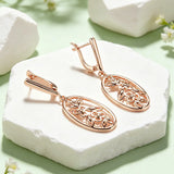Unusual 14 Karat Gold Filled Long Dangle Glossy Hollow Flower Earrings