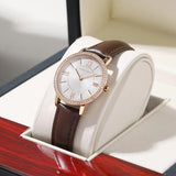 New Elegant Luxury Zircon Diamonds Quartz Movement 34mm Stainless Steel Mesh Leather Strap Casual Fashion Wristwatch
