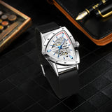 Top Brand Casual Sport Automatic Mechanical Men's Watches Triangle Silicone Strap Skeleton Hollow Racing Wristwatch