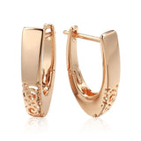 Vintage Glossy New Fashion 14K Rolled Rose Gold Hoop Earrings For Women - Fine Jewellery