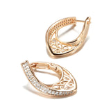 14K Gold Filled New Trendy AAA Zircon Diamonds Drop Unusual Ethnic Pattern Big Earrings