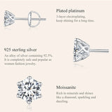 Fabulous 0.5-3CT Moissanite Diamonds Sterling Silver Stud Earrings for Women Men