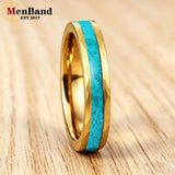 Hammered  Inlaid Turquoise 4MM 8MM Men and Women Couple's Engagement Rings