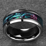 New Arrival Trend 8MM Inlaid Abalone Shell Beveled Tungsten Carbide Ring - Jewellery for Wedding - The Jewellery Supermarket