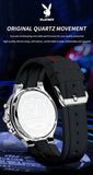 PLAYBOY Casual Quartz Luxury Sports Luminous Waterproof Fashion High-end Silicone Strap Men's Wristwatch