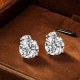 Solitaire Round D-Colour 0.1CT-3CT Moissanite Diamonds Unisex Stud Earrings