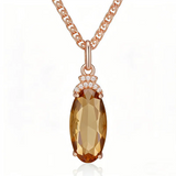 14K Rolled Gold Luxury Big AAA Zircon Brown Blue Greay Green Crystal Luxury Necklace