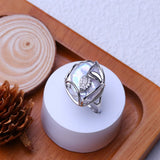 Vine Leaf Design Big Baroque White Blue Pearl Silver Gold Color Rings
