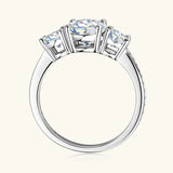 Dazzling 3 Stone 3.5CTTW Cushion & Round Cut Moissanite Diamonds 925 Silver Engagement Wedding Rings For Women