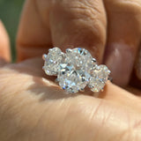 3 Stones 3/6cttw Oval Cut VVS1 D Colour Moissanite Diamonds Engagement Silver Ring