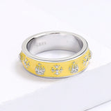 Classic New 925 Yellow Handmade Enamel Cross Wilderness Crown Pattern Ring