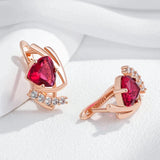 14 Karat Rolled Gold Shiny Red Blue AAA Zircon Crystals Elegant Jewellry Earrings