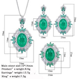 New Trendy Lab Created Emerald Gemstone Necklace Pendant Ring Earrings Women's Luxury Wedding Fine Jewellery Set - The Jewellery Supermarket