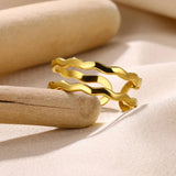 New In Stainless Steel 14K Gold Colour Rings For Women and Girls - Ideal Trendy Fashion Rings, Ideal Gifts - The Jewellery Supermarket