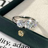 Luxury 4 Carat VVS1 D Colour Round Moissanite Wedding Engagement 3-Stones Ring