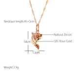 Marvelous Red Filled 14K Rose Gold AAA Zircon Crystal Fox Pendant Necklace - Animal-shaped Fine Jewellery