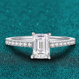 1 Carat VVS1 D Colour Emerald Radiant Cut Moissanite Diamond Silver 18KWGP Ring