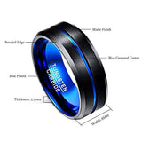 New 8mm Blue Purple Beveled Edge Tungsten Carbide Ring -  Men's Women's Wedding Engagement Rings - The Jewellery Supermarket