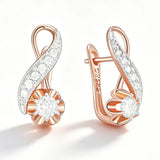 14K Gold Filled Unique Full Shiny AAA Zircon Diamonds Dangle Earrings