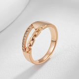Unique 14K Filled Rose Gold Cross Big Rings with Fashion Sparkling AAA Zircon Diamonds Modern Party Daily Jewellery