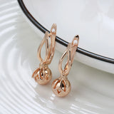 14K Gold Filled New Fashion Glossy Metal Round Ball Drop Unusual Long Earrings