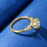 Fabulous 2.0ct D Moissanite 18k Gold Plated 925 Silver Engagement Wedding Rings