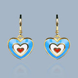 Creative Colorful Enamel Heart Shape Handmade Enamel Jewelry Cute Earrings