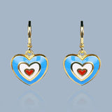 Creative Colorful Enamel Heart Shape Handmade Enamel Jewelry Cute Earrings