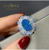 Dazzling Ocean Blue or Lovely Yellow Treasure High Quality AAAAA High Carbon Diamond Women's Rings - Fine Jewellery - The Jewellery Supermarket