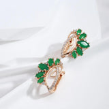 Terrific Green Rolled 14K Rose Gold AAA Zircon Crystals Earrings For Women Party Jewellery