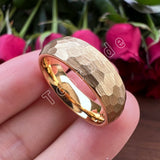 Multi-Faceted Hammered Brushed Finish 4/6/8MM Men Women Tungsten Wedding Rings