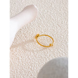 18K Gold Plated Fashion Sweet Stainless Steel Natural Shell Flower Adjustable Ring