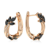 Luxury Fashion Black AAA Zircon Crystals 14K Rose Gold filled Hoop Earrings For Women - Fine Jewellery